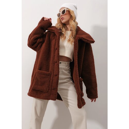 Trend Ala&amp;ccedil;atı Stili Coat - Brown - Basic Slike