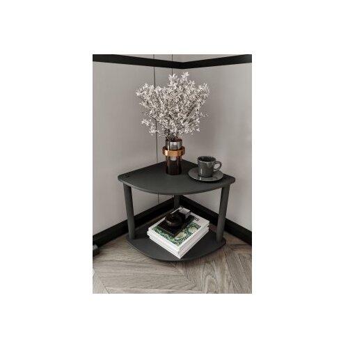 Hanah home bočni sto bookcase 2 tiers corner black Cene