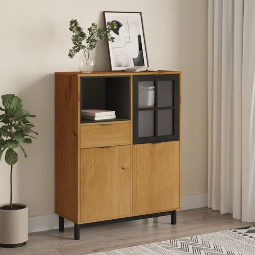 vidaXL Omara s steklenimi vrati FLAM 92x40x122,5 cm trdna borovina Cene