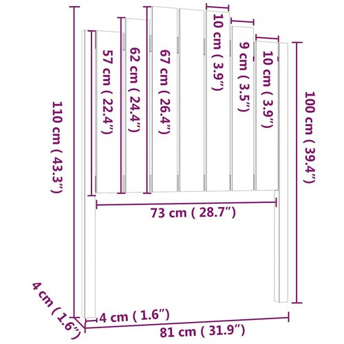  Uzglavlje za krevet crno 81 x 4 x 110 cm od masivne borovine Slike