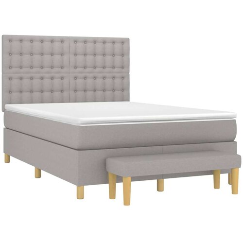  Krevet box spring s madracem svjetlosivi 140x200 cm od tkanine Slike