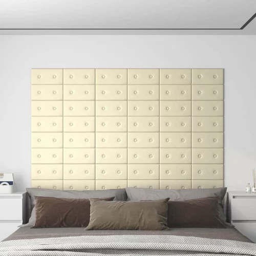  Zidne ploče od umjetne kože 12 kom krem 30 x 15 cm 0 54 m²