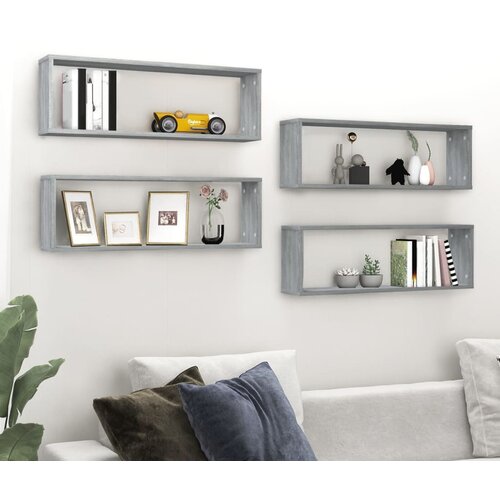  Kockaste zidne police 4 kom boja hrasta 80x15x26,5 cm drvene Cene