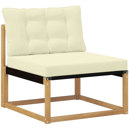  Set vanjskih sofa Čvrsto drvo akacije i Textilene Bijela i krem Slike