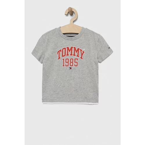 Tommy Hilfiger Dječja pamučna majica kratkih rukava boja: siva, s tiskom