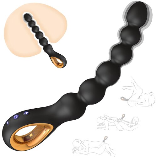 SuperLove Flexible Vibrating Silicone Anal Beads Black Cijene