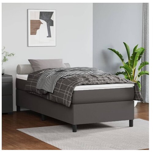  Box spring posteljni okvir siv 100x200 cm umetno usnje Cene
