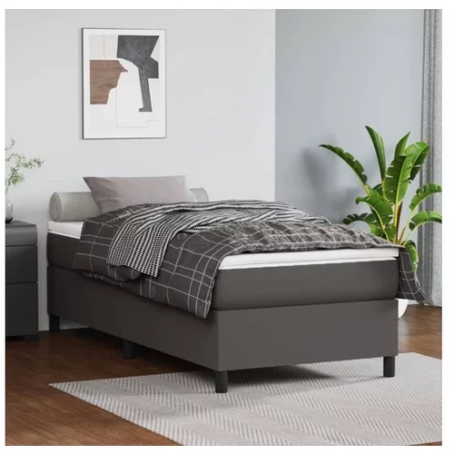  Box spring posteljni okvir siv 100x200 cm umetno usnje