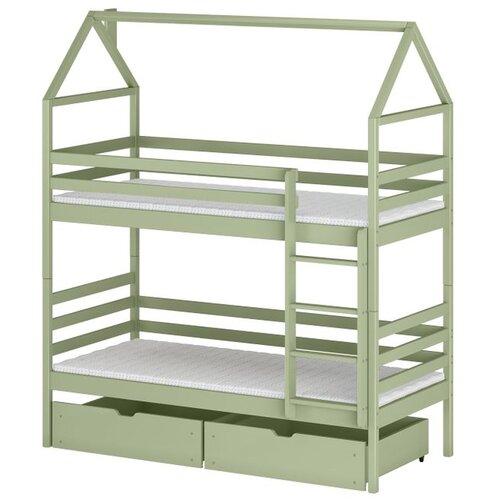 Molarem Home Drveni dječji krevet na kat Alex s ladicom - olive - 190x90 cm - Bez madraca Slike