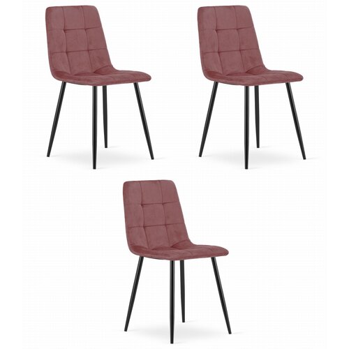 Brandless Stol KARA - roza žamet / črne noge x 3, (22055128) Slike