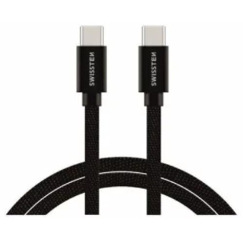 Swissten s tekstilom prevlečen kabel za prenos podatkov in polnjenje, USB-C, USB-C 2 m, črn Cene