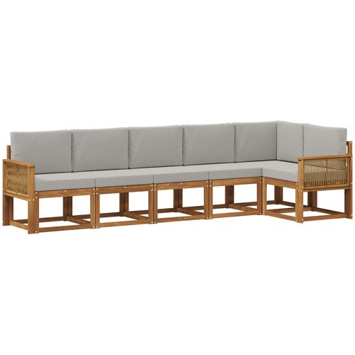 vidaXL Zunanja garnitura za sedenje 6 pcs Naravna in svetlo siva, (5000282046) Cene