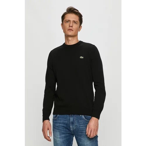 Lacoste Bombažen pulover črna barva