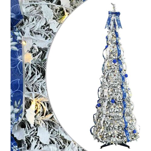  Umjetno božićno drvce s 200 LED svjetlima Bijelo 210 cm PVC Slike