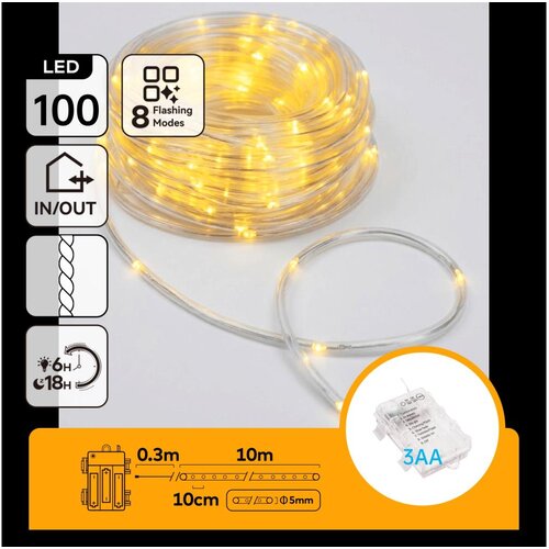  Aigostar-LED Spolja&amp;scaron;nja božićna LED girlanda 100xLED/8 funkcija 3xAA 10,3m IP44 topla bela Slike