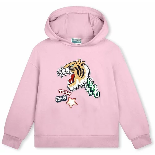 Kenzo Kids Dječja pamučna dukserica boja: ružičasta, s kapuljačom, s tiskom