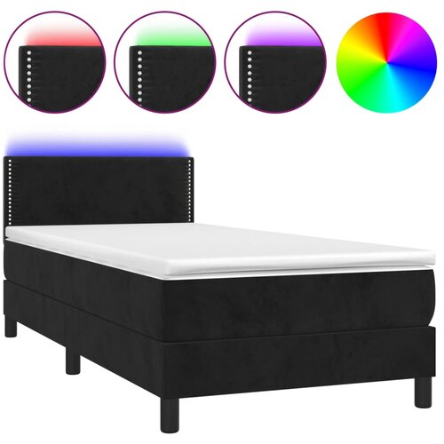 Maison Chic Box spring postelja - Vzmetna postelja z vzmetnico LED črna 90x190 cm žamet SL9774, (21900694) Cene