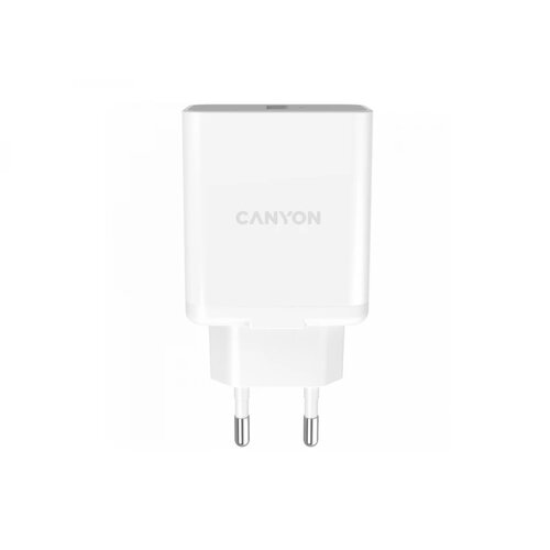 Canyon Wall charger with 1*USB, QC3.0 24W, Input: 100V-240V, Output: DC 5V/3A,9V/2.67A,12V/2A, Eu plug, Over-load, over-heated, over-current and short circuit protection, CE, RoHS ,ERP. Size:89*46*26.5 mm,58g, White Cene