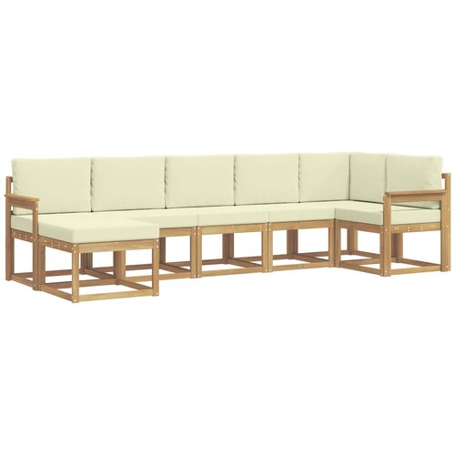 vidaXL Zunanja garnitura za sedenje 7 pcs Bela in krem Poliester, (5000279995) Cene