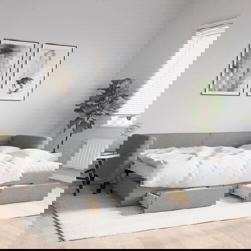 VidaXL Izvlečna dnevna postelja s predali svetlo siva 80x200 cm blago Slike