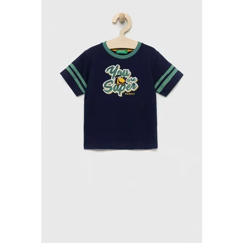 United Colors Of Benetton Otroška bombažna kratka majica mornarsko modra barva