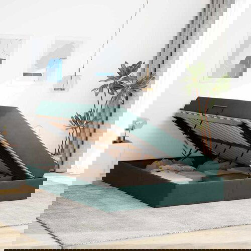 VidaXL Krevet s madracem i skladi&amp;scaron;tem Tamnozelena 140 x 190 cm Bar&amp;scaron;un Slike