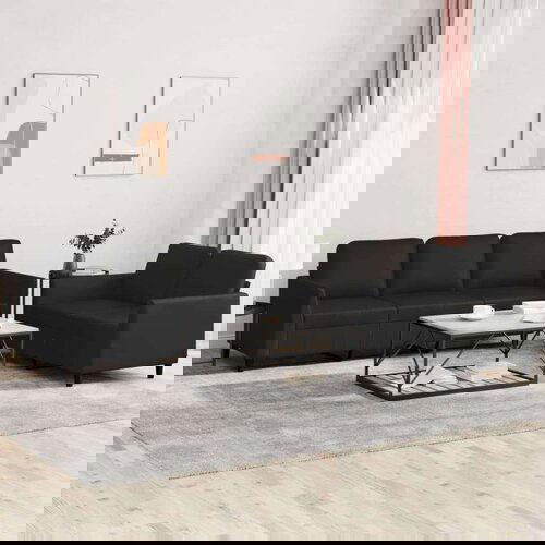  2-dijelni set sofa s jastucima crni od umjetne kože Cene