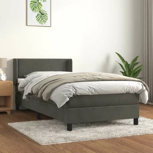 Box spring postelja z vzmetnico temno siv 90x190 cm žamet, (20725682)