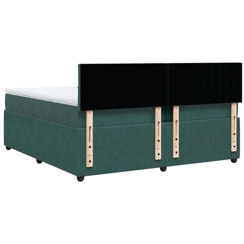 vidaXL Box spring postelja z vzmetnico temno zelena 200x200 cm žamet, (21310143) Cene