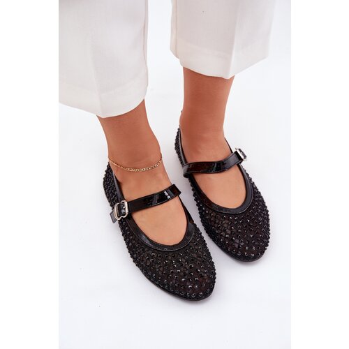 Boto Embellished Women&amp;#039;s Ballerinas With Strap And Buckle Black Avirae Slike