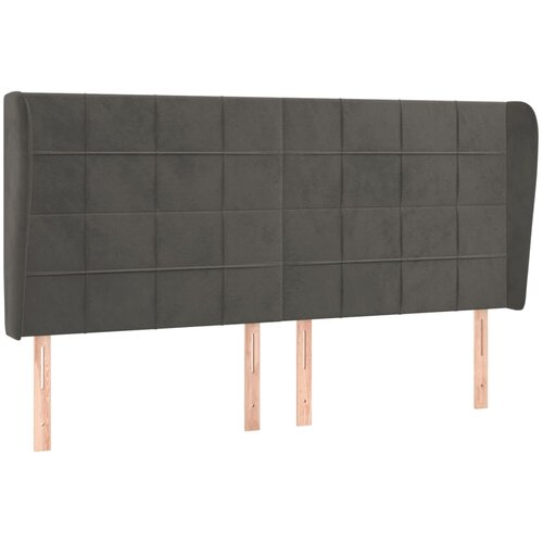 VidaXL Vzglavje z u&amp;scaron;esi temno sivo 183x23x118/128 cm žamet, (20793544) Slike