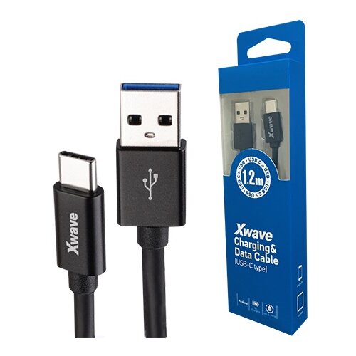 X Wave Kabl USB Tip C muški na Tip A muški 1.2M 3A, PVC crni pvc Cene