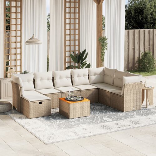 VidaXL 9-dijelni set vrtnih sofa s jastucima bež od poliratana Slike