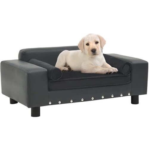 VidaXL Sofa za pse tamnosiva 81 x 43 x 31 cm od pli&amp;scaron;a i umjetne kože Slike