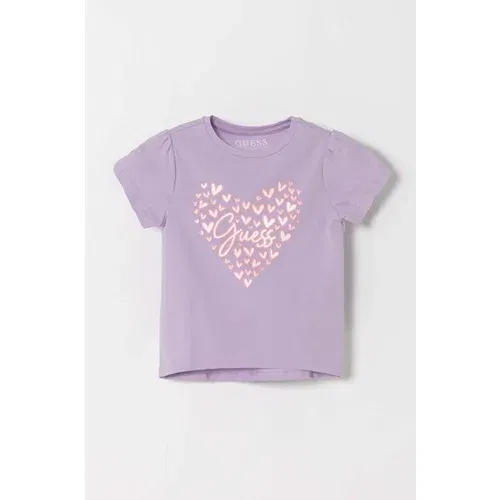 Guess Otroška kratka majica vijolična barva