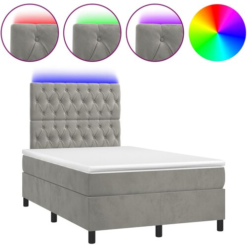 Maison Chic Krevet box spring s madracem LED svjetlosivi 120x200 cm bar&scaron;un Cijene