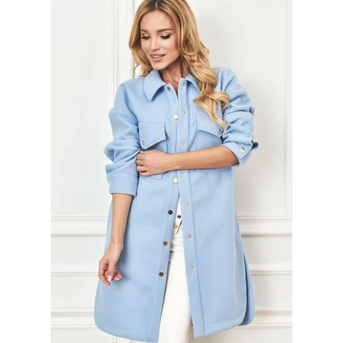 Lalous Blue coat with shirt cut long