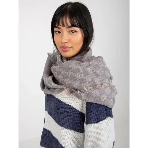 Fashion Hunters Gray and light pink women's checkered winter scarf