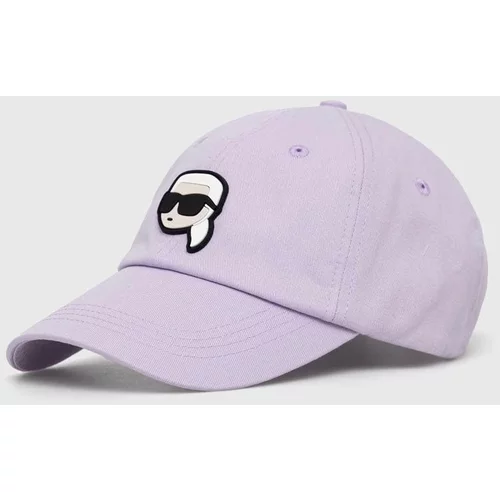 Karl Lagerfeld Bombažna bejzbolska kapa vijolična barva