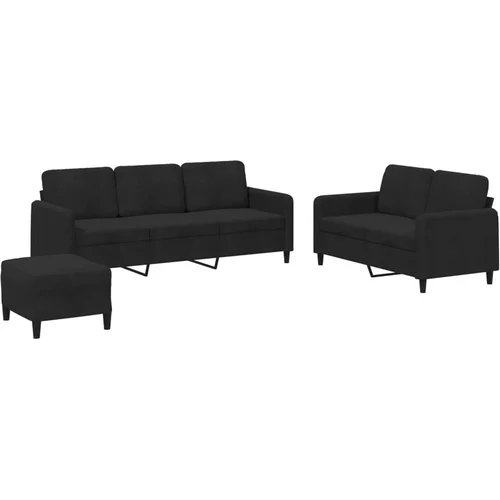 vidaXL 3-dijelni set sofa crni baršunasti