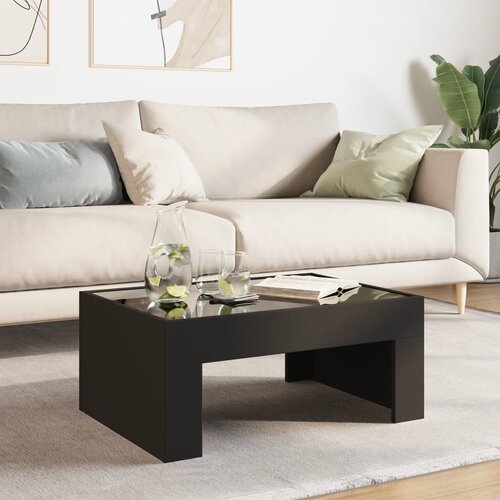  Stolić za kavu s beskonačnim LED svjetlima crni 70x50x30 cm Slike