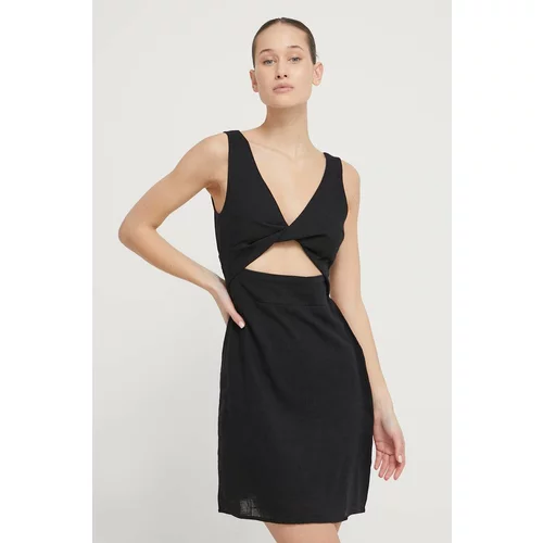 Billabong Pamučna haljina boja: crna, mini, uska