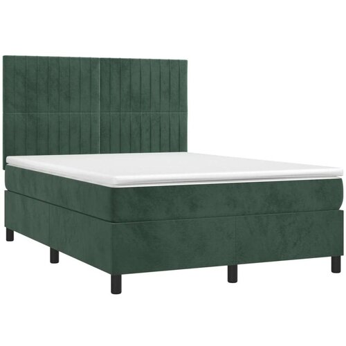 VidaXL Krevet s oprugama i madracem tamnozeleni 140x190 cm bar&amp;scaron;unasti Slike