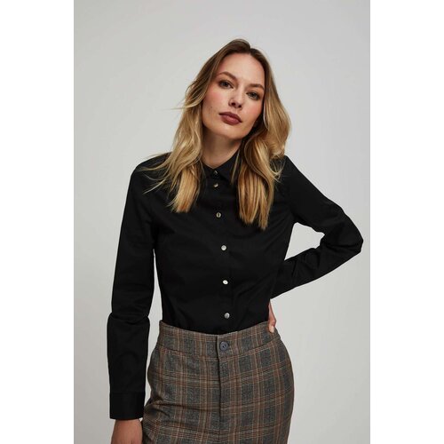 Marisse Plain Black Shirt With Decorative Buttons Slike