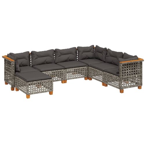  7-dijelni set vrtnih sofa sivi od poliratana Siva 63.5 x 56 x 32 cm Slike