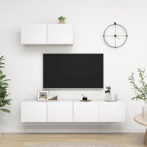 VidaXL TV omarice 3 kosi bela iverna plo&amp;scaron;ča Slike