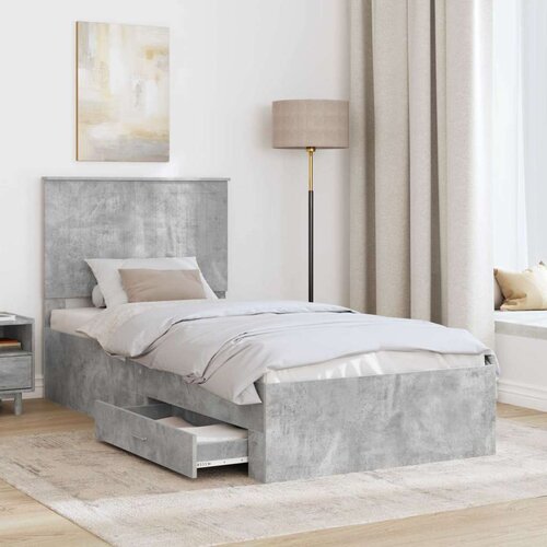  Okvir za krevet s uzglavljem Betonski sivi 90 x 200 cm Slike