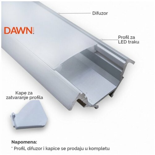 Dawn LED profil LL-ALP007-R komplet sivi Cene