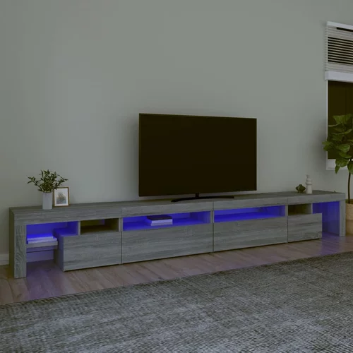 vidaXL TV omarica z LED lučkami siva sonoma 290x36,5x40 cm