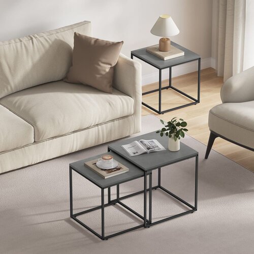  Set stolića u industrijskom stilu - beton / crne noge Slike